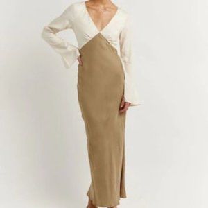 Dissh SEREN GOLD TWO TONE SLEEVED DRESS Size10 AU- New with tags -Sold out